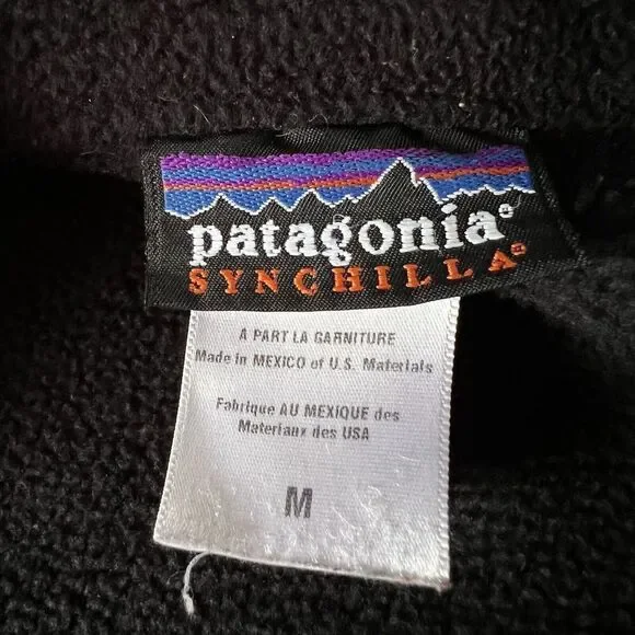 Patagonia Men's Synchilla Marsupial Pullover 1/2 Zip Black Fleece Sweater M - Picture 12 of 15